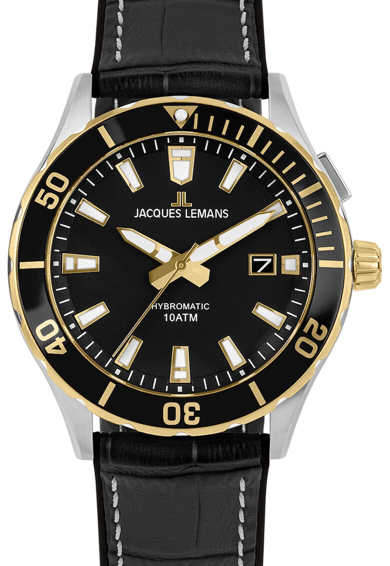 Jacques Lemans Ceas automatic cu o curea de piele - Pled.ro