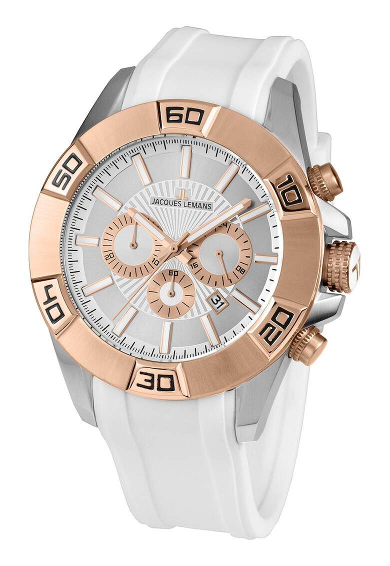 Jacques Lemans Ceas quartz cu o curea de silicon - Pled.ro