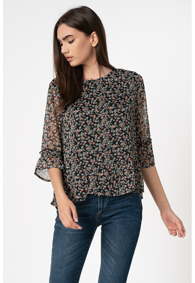 JdY Bluza cu model floral si terminatie peplu - Pled.ro