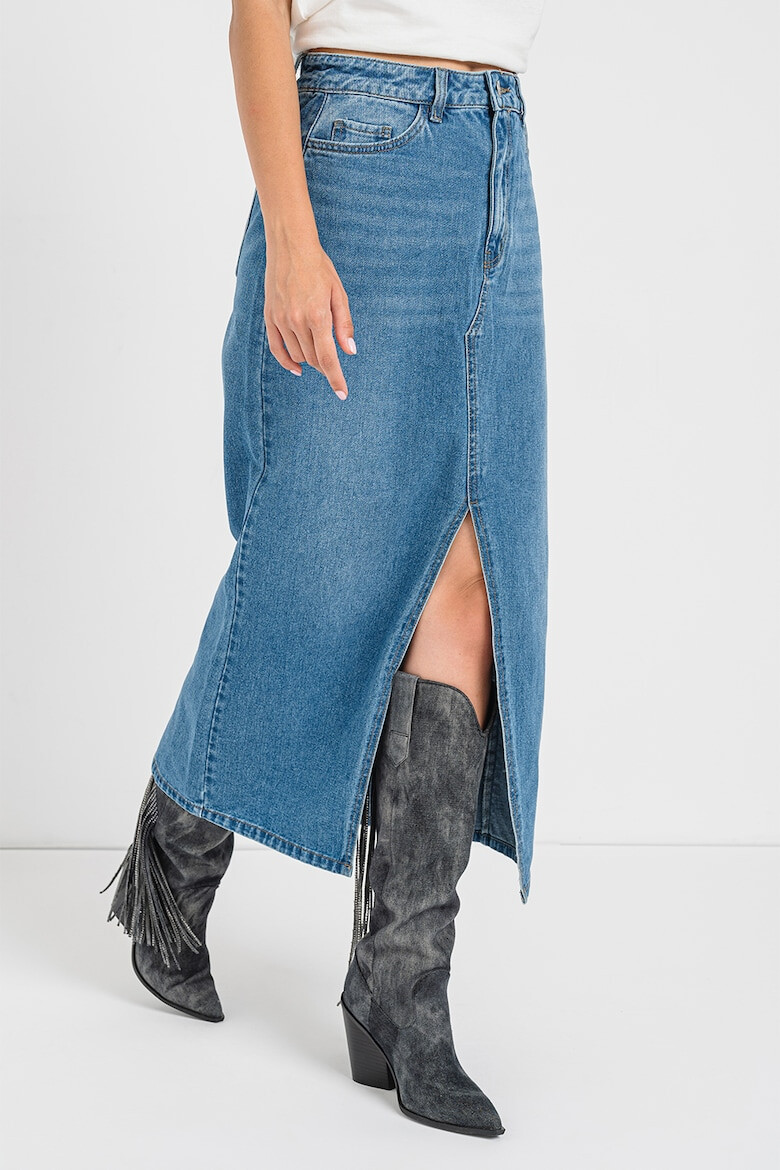 JdY Fusta lunga de denim cu slit frontal - Pled.ro