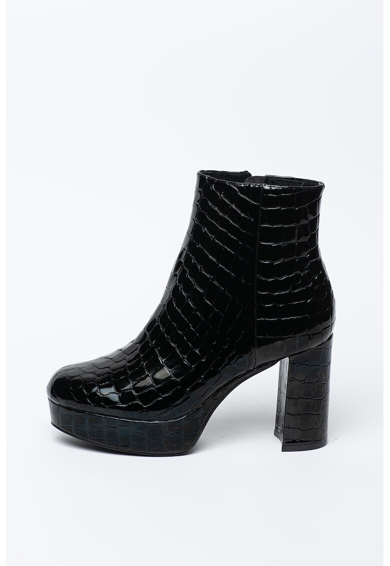 Jeffrey Campbell Botine de piele lacuita cu aspect piele de crocodil Sahar - Pled.ro