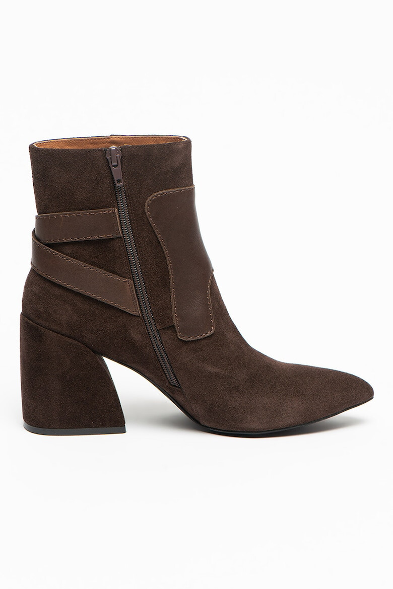 Jeffrey Campbell Botine de piele si piele intoarsa cu toc inalt Braxten - Pled.ro