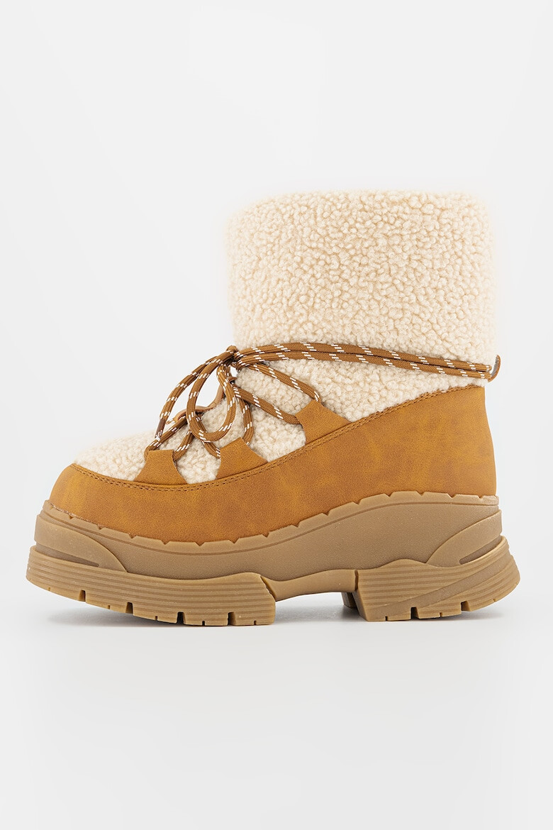 Jeffrey Campbell Ghete flatform cu garnituri de piele si piele shearling sintetica - Pled.ro