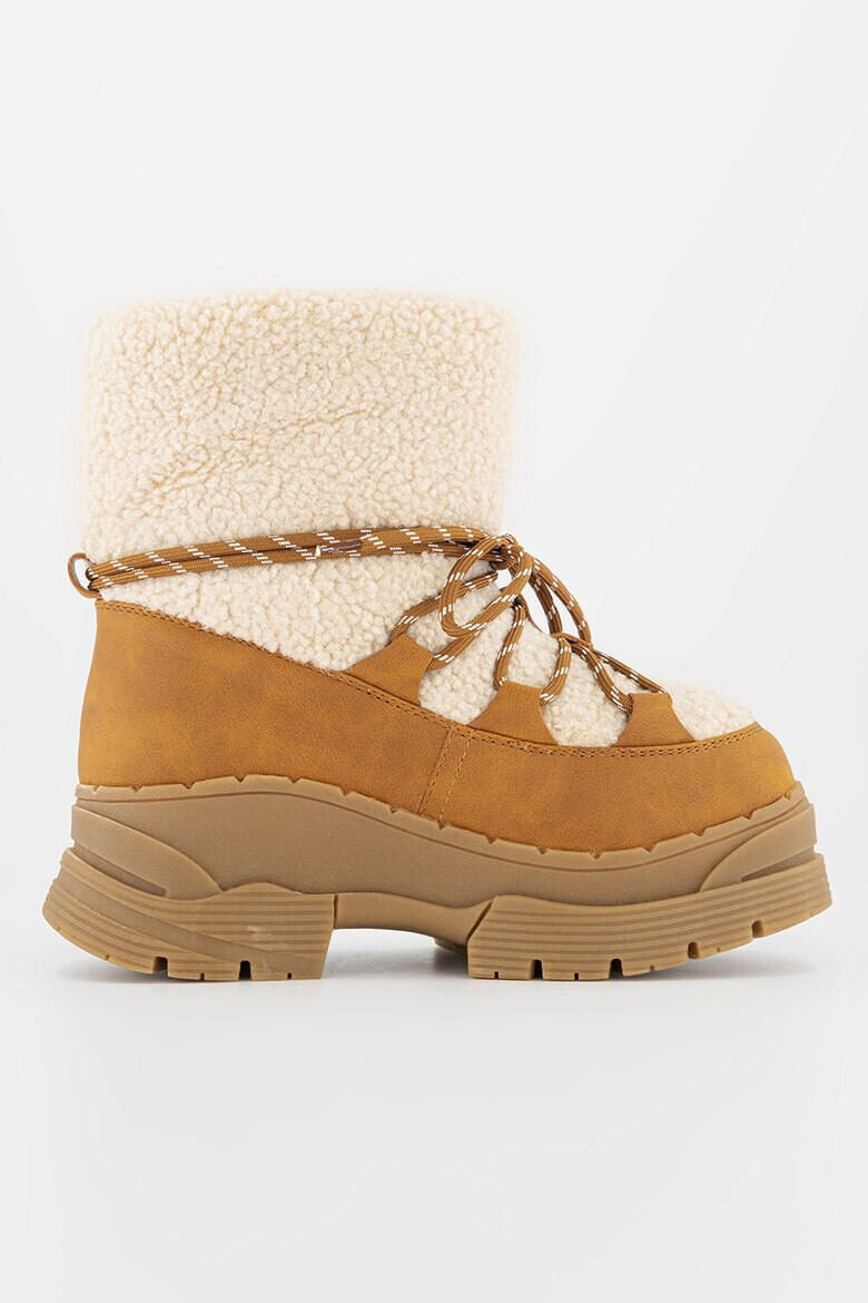 Jeffrey Campbell Ghete flatform cu garnituri de piele si piele shearling sintetica - Pled.ro