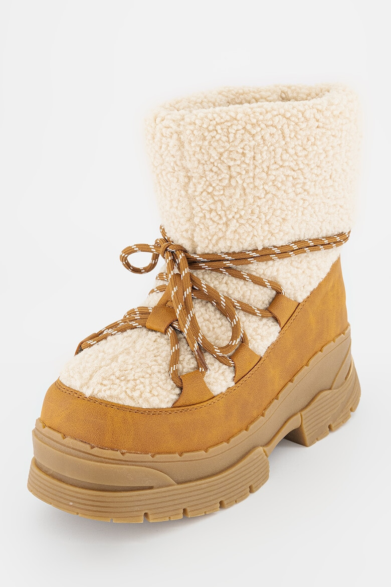 Jeffrey Campbell Ghete flatform cu garnituri de piele si piele shearling sintetica - Pled.ro