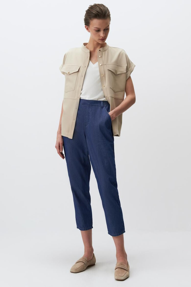 JIMMY KEY Pantaloni crop din chambray - Pled.ro