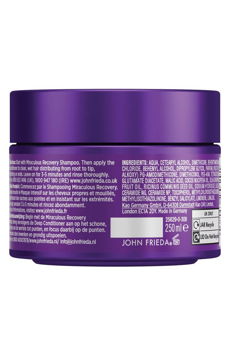 John Frieda Masca reparatoare cu ceramide Frizz Ease Miraculous Recovery 250 ml - Pled.ro