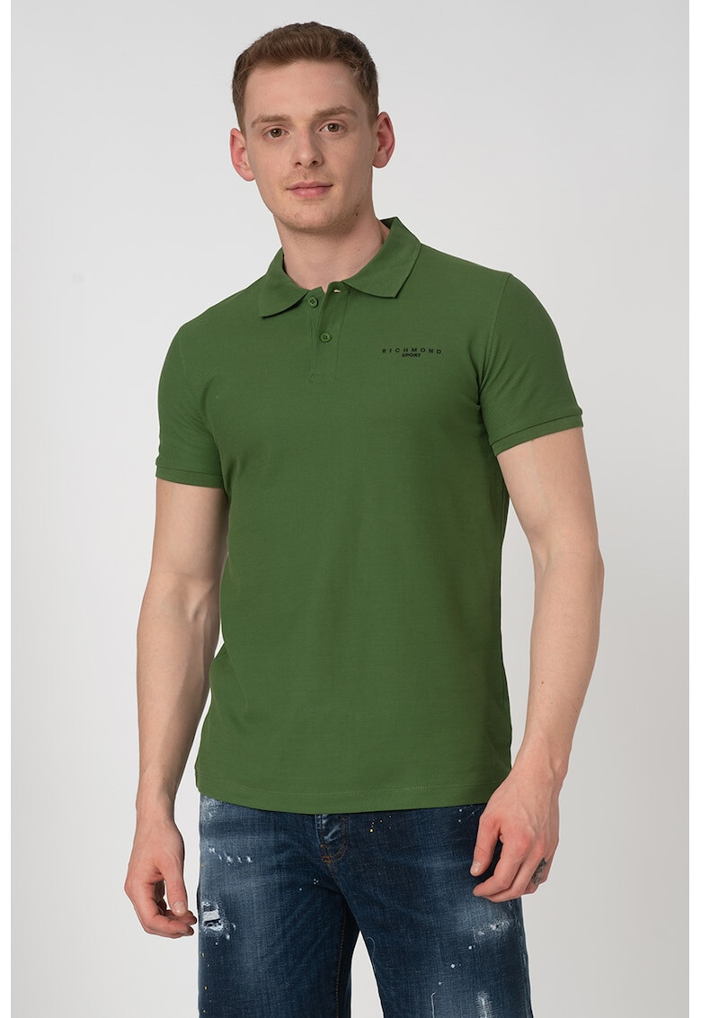 John Richmond Tricou polo din pique cu model logo Nilly - Pled.ro