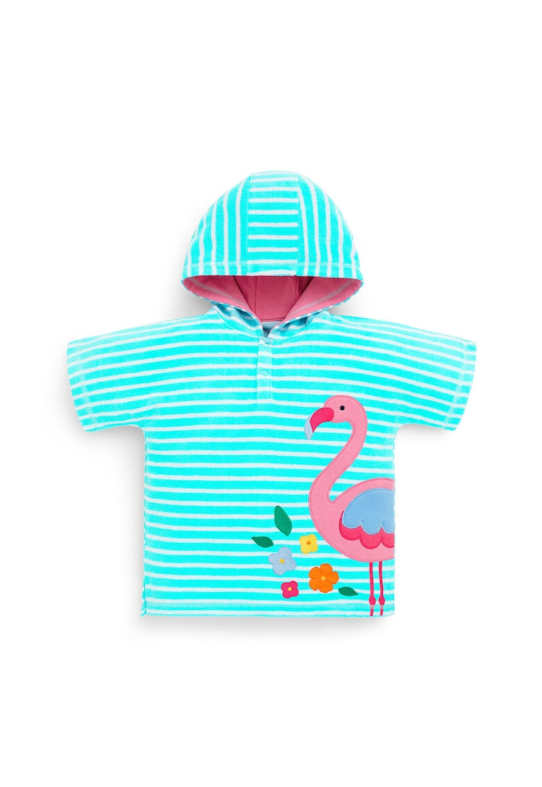 JoJo Maman Bebe Poncho de plaja din material terry cu aplicatie flamingo - Pled.ro