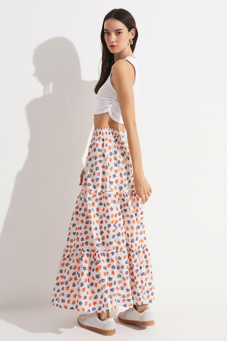 June Fusta maxi striatificata cu model floral - Pled.ro