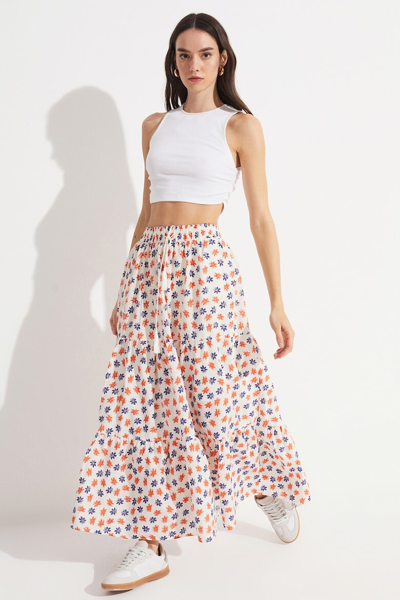 June Fusta maxi striatificata cu model floral - Pled.ro