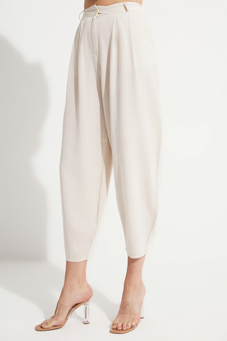 June Pantaloni crop conici din amestec de in - Pled.ro