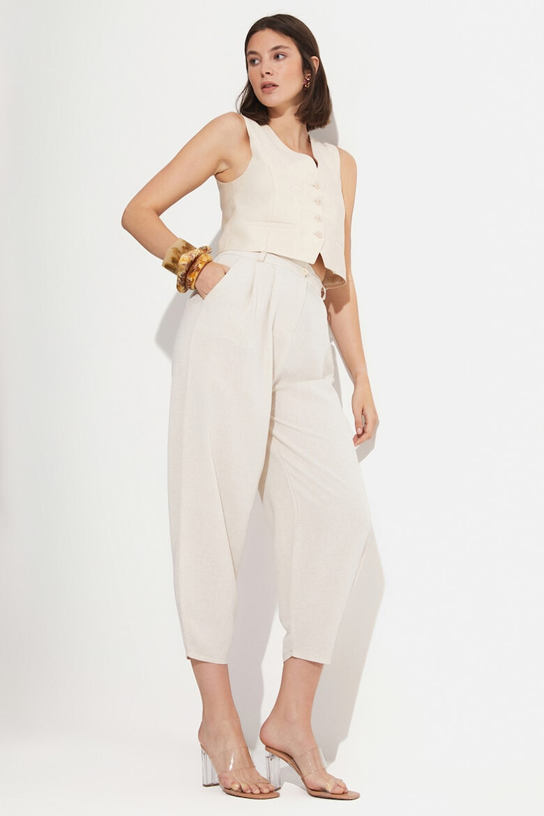 June Pantaloni crop conici din amestec de in - Pled.ro