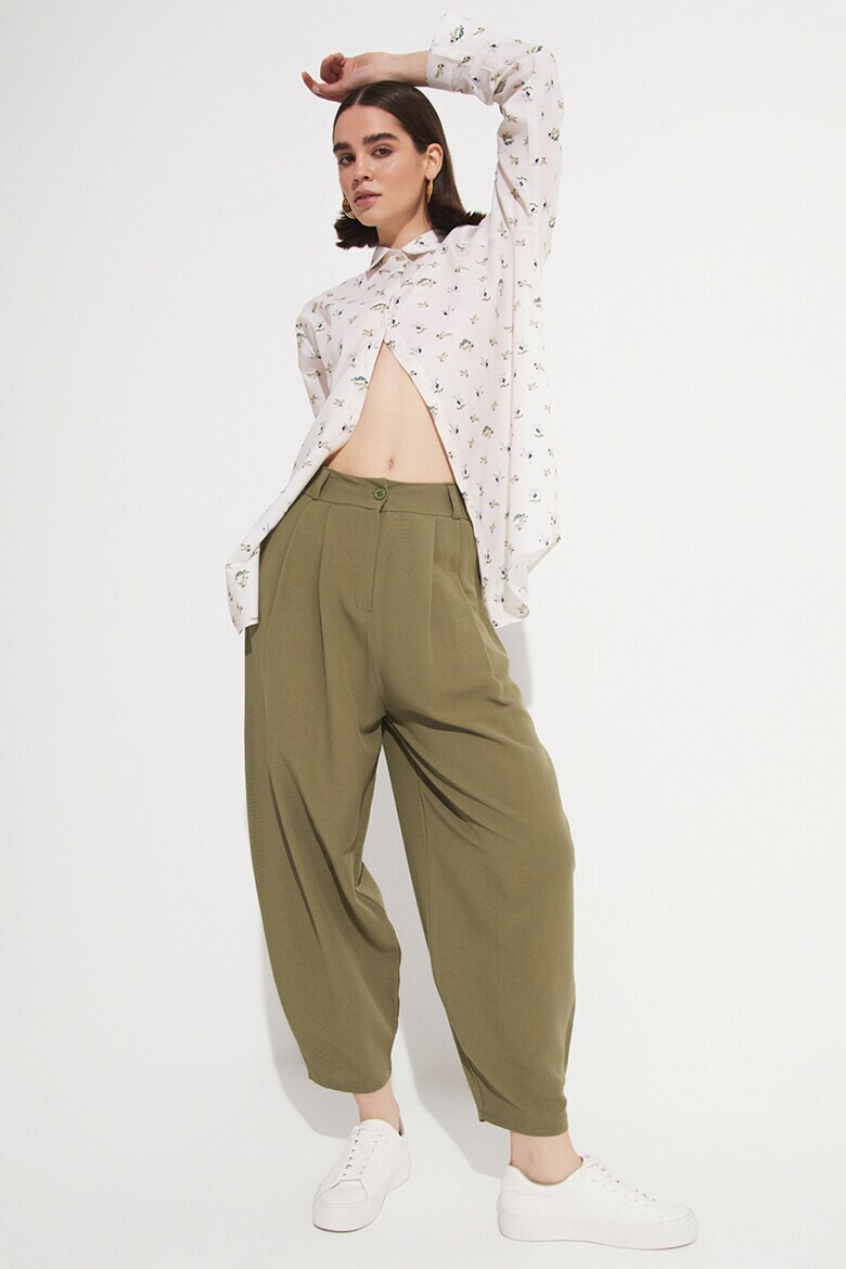 June Pantaloni crop conici din amestec de in - Pled.ro