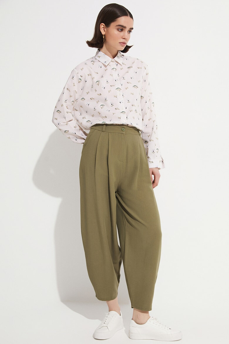 June Pantaloni crop conici din amestec de in - Pled.ro