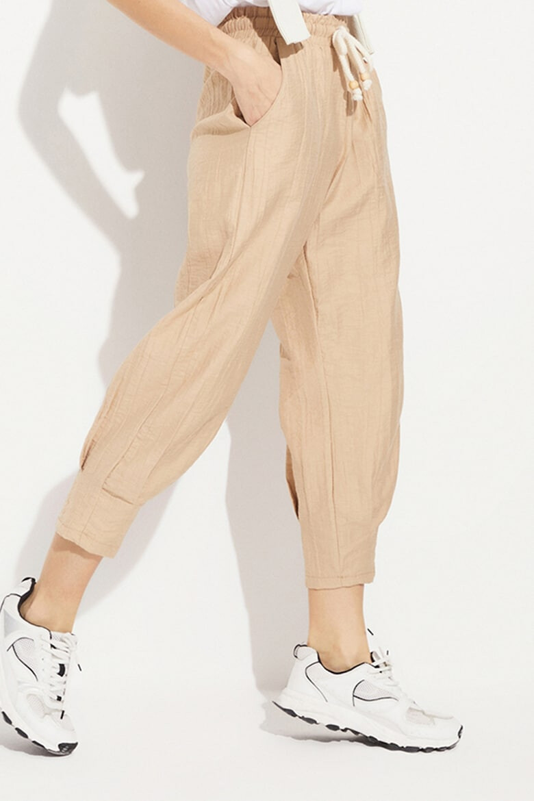 June Pantaloni crop cu snur in talie - Pled.ro