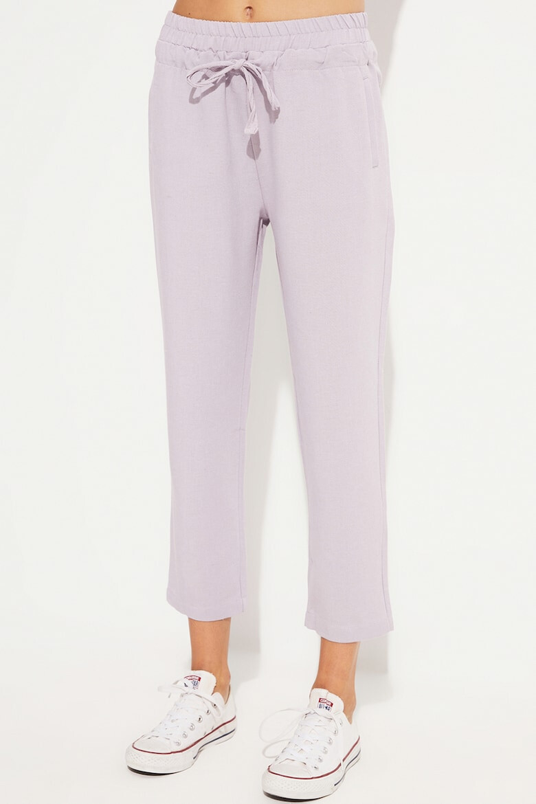 June Pantaloni crop din amestec de in - Pled.ro