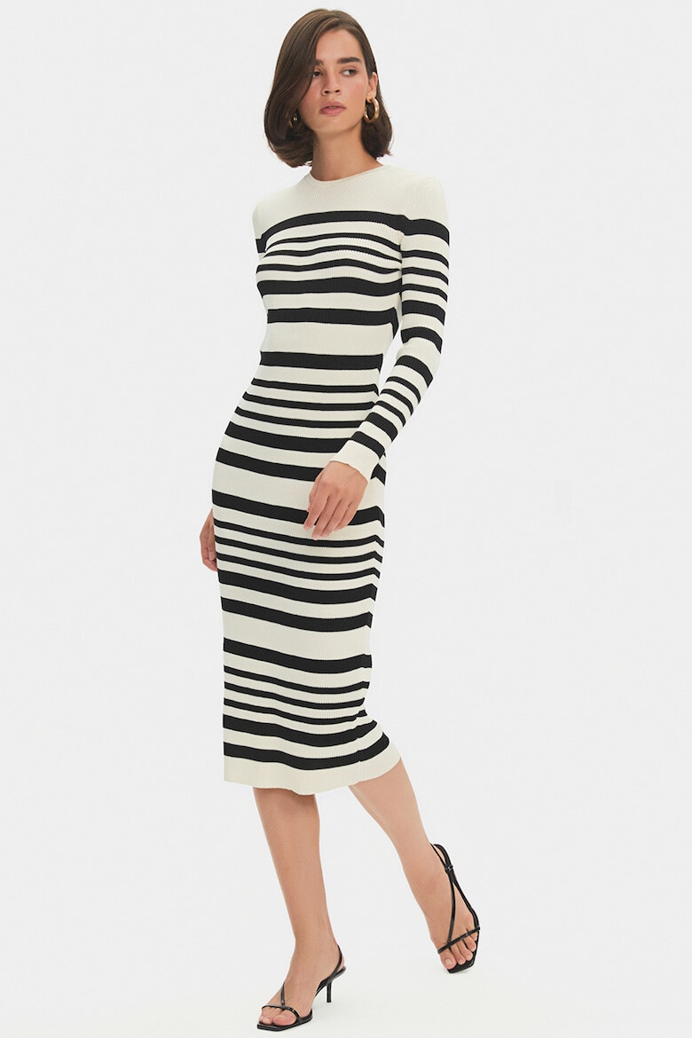 June Rochie midi cambrata cu dungi - Pled.ro