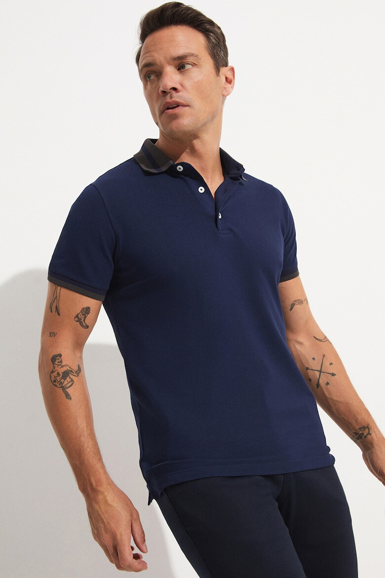 June Tricou slim fit polo de bumbac pique - Pled.ro