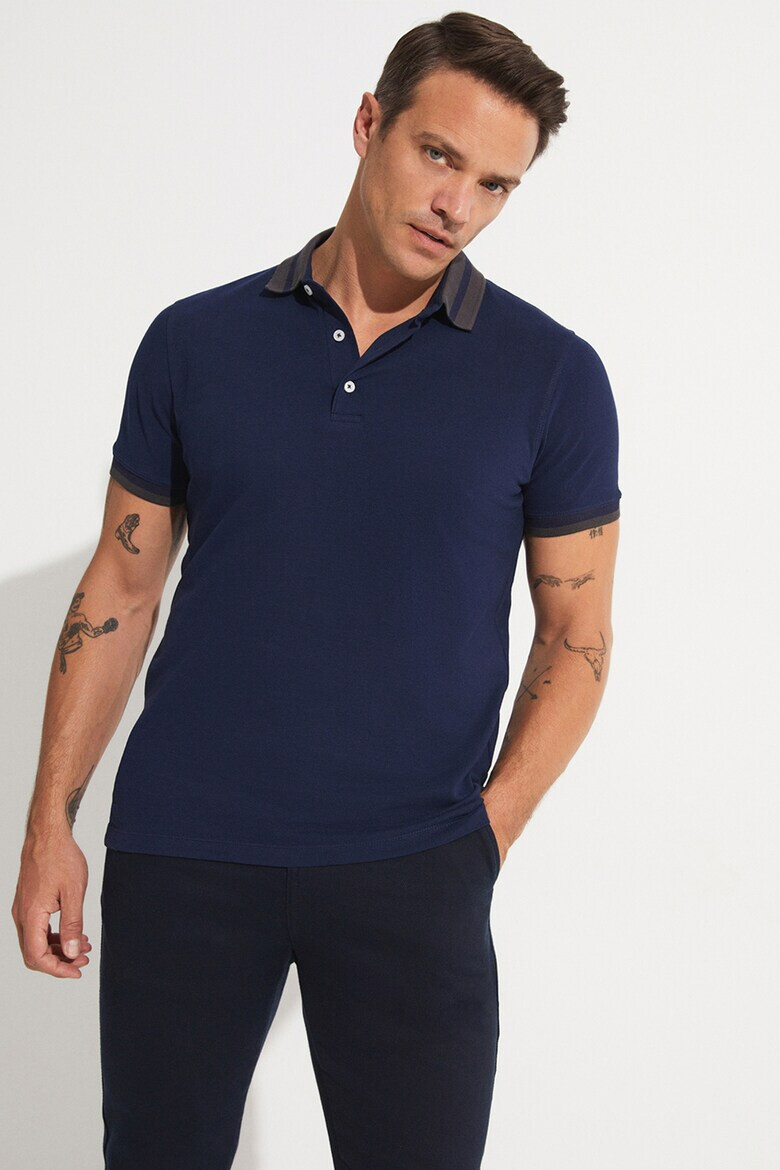 June Tricou slim fit polo de bumbac pique - Pled.ro