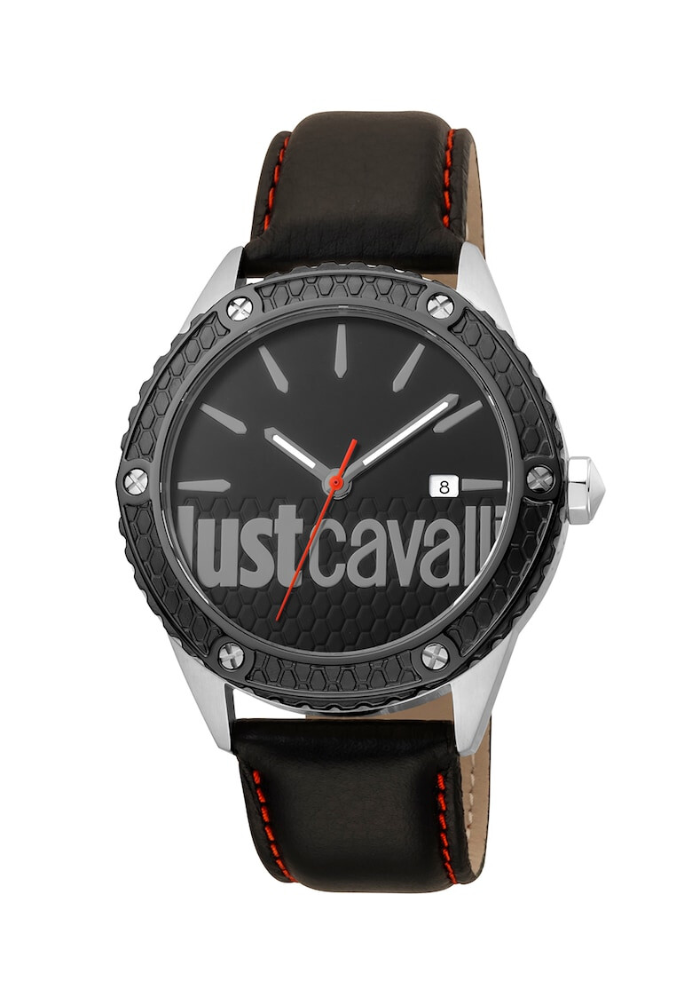 JUST CAVALLI Ceas quartz cu o curea de piele si logo pe cadran - Pled.ro