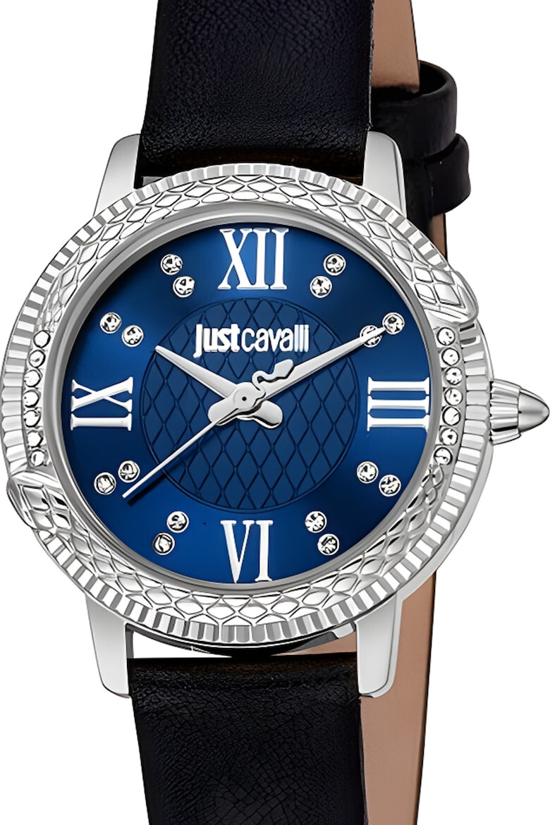 JUST CAVALLI Set de bratara decorata cu zirconia si ceas cu o curea de piele - Pled.ro