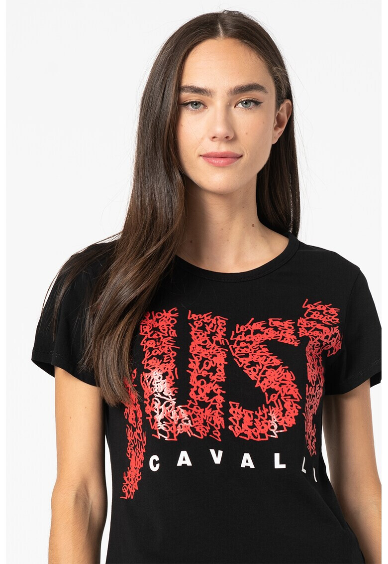 JUST CAVALLI Tricou cu decolteu rotund si imprimeu logo - Pled.ro