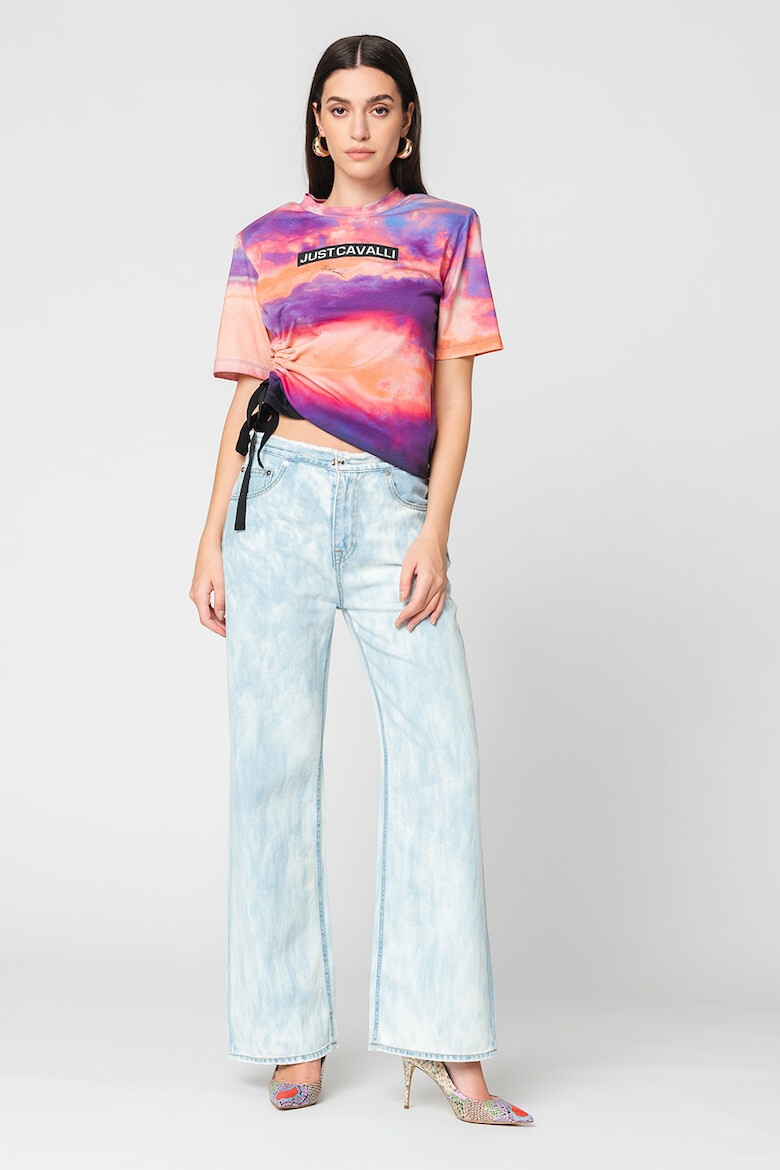 JUST CAVALLI Tricou cu model tie-dye si pliuri laterale - Pled.ro