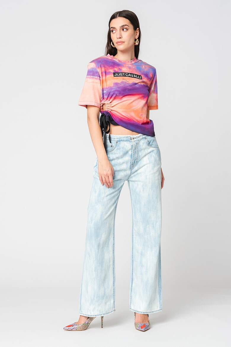 JUST CAVALLI Tricou cu model tie-dye si pliuri laterale - Pled.ro