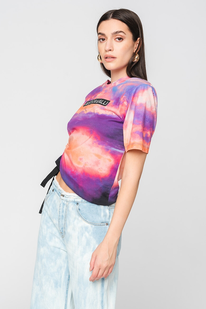 JUST CAVALLI Tricou cu model tie-dye si pliuri laterale - Pled.ro