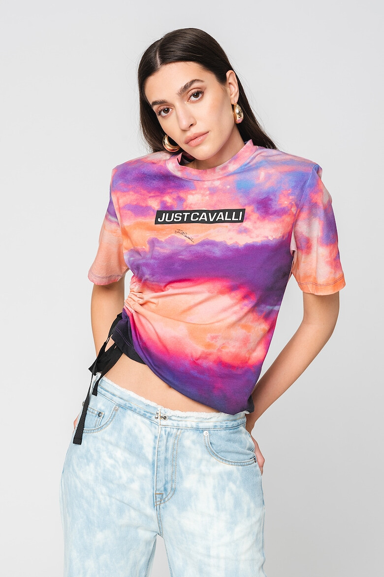 JUST CAVALLI Tricou cu model tie-dye si pliuri laterale - Pled.ro