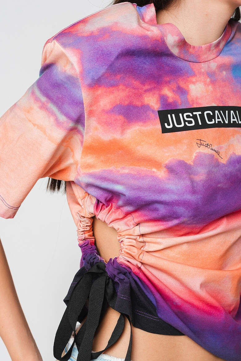 JUST CAVALLI Tricou cu model tie-dye si pliuri laterale - Pled.ro