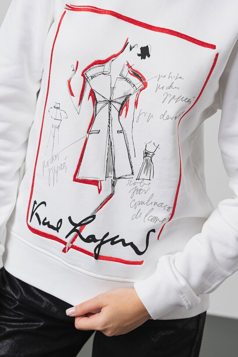 Karl Lagerfeld Bluza de trening cu decolteu la baza gatului si imprimeu - Pled.ro