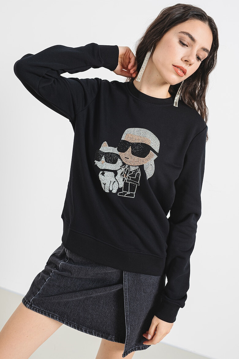 Karl Lagerfeld Bluza de trening de bumbac organic cu logo din strasuri - Pled.ro