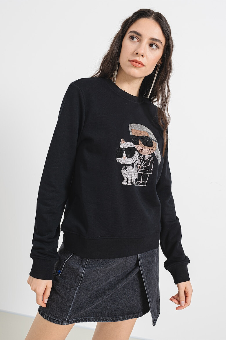 Karl Lagerfeld Bluza de trening de bumbac organic cu logo din strasuri - Pled.ro