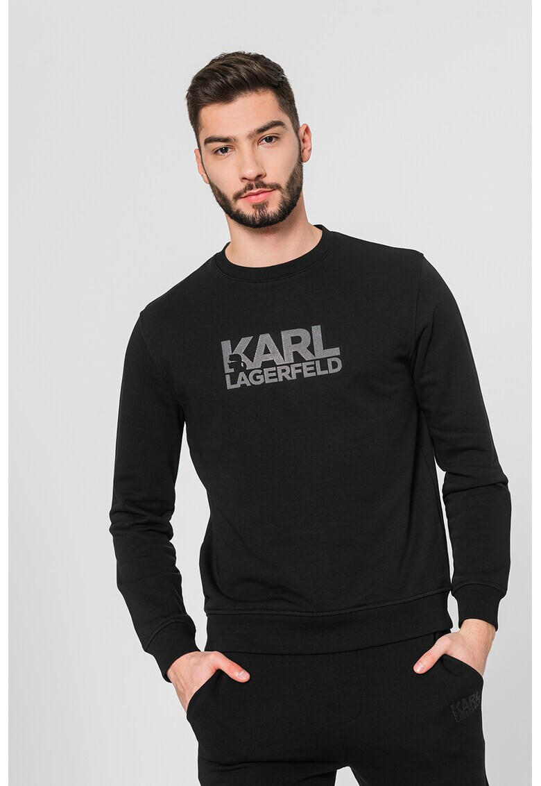 Karl Lagerfeld Bluza sport cu decolteu la baza gatului si logo aplicat pe piept - Pled.ro