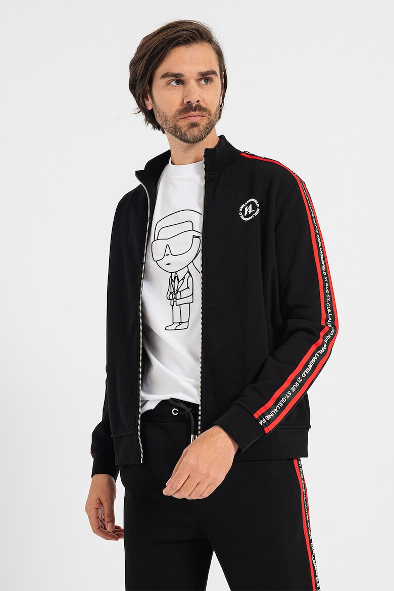 Karl Lagerfeld Bluza sport cu fermoar si benzi laterale cu logo - Pled.ro