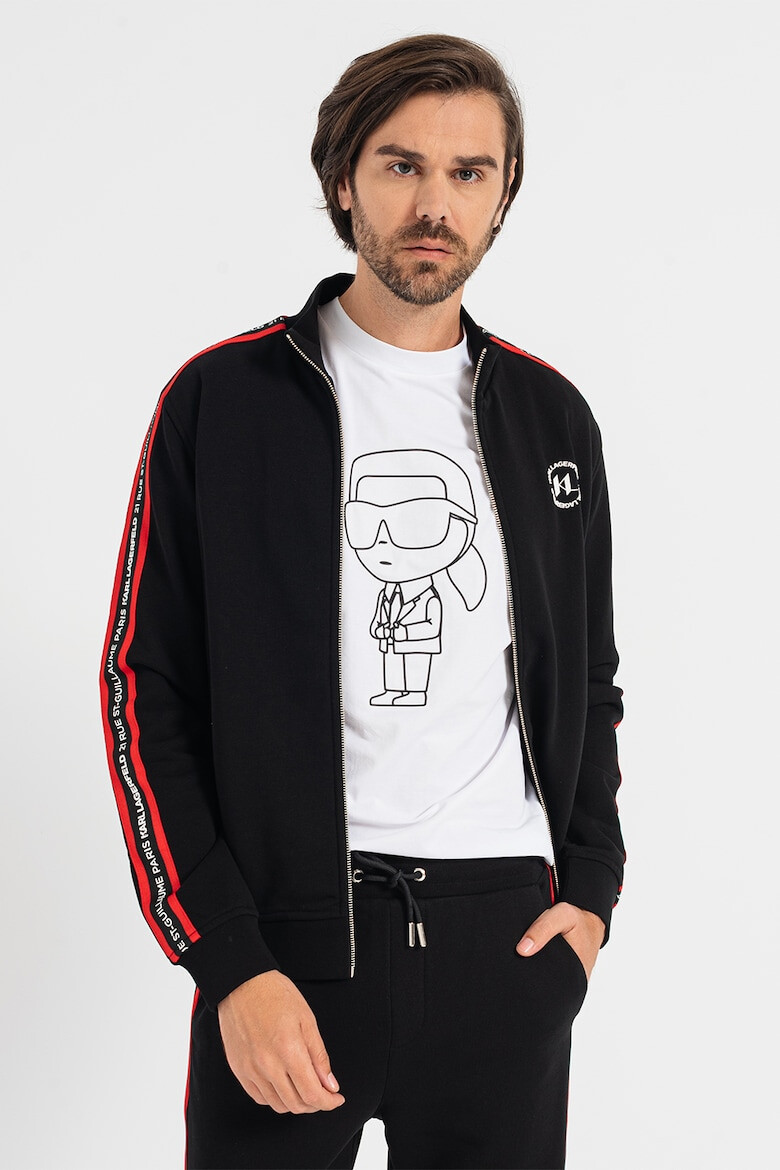 Karl Lagerfeld Bluza sport cu fermoar si benzi laterale cu logo - Pled.ro