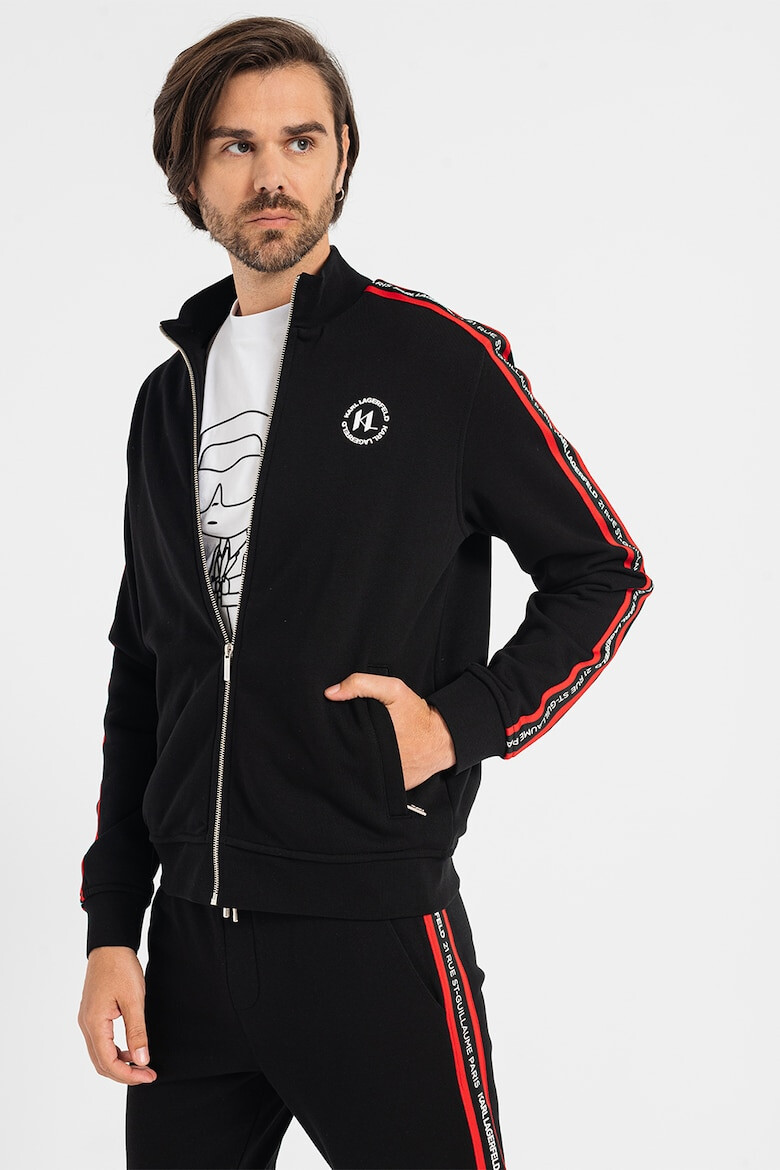 Karl Lagerfeld Bluza sport cu fermoar si benzi laterale cu logo - Pled.ro