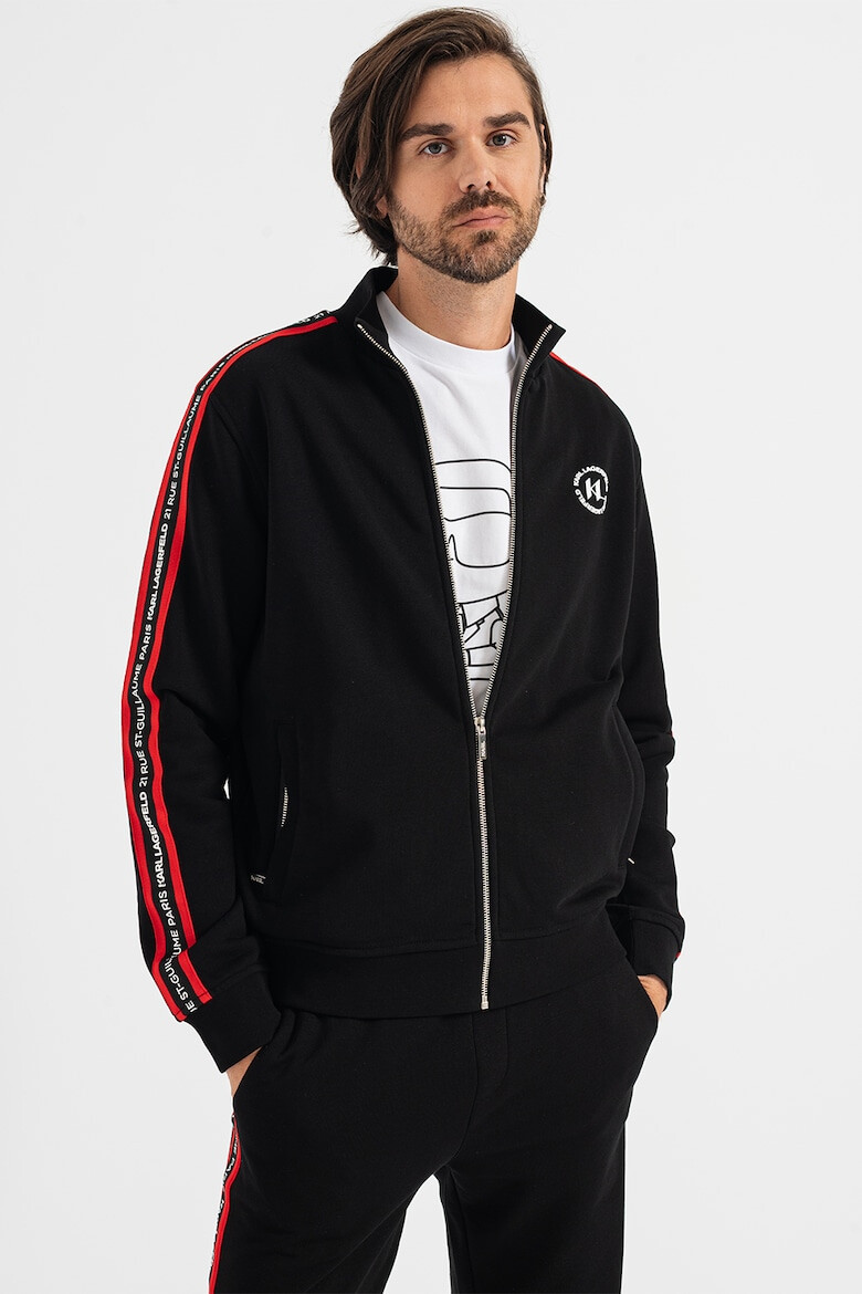 Karl Lagerfeld Bluza sport cu fermoar si benzi laterale cu logo - Pled.ro