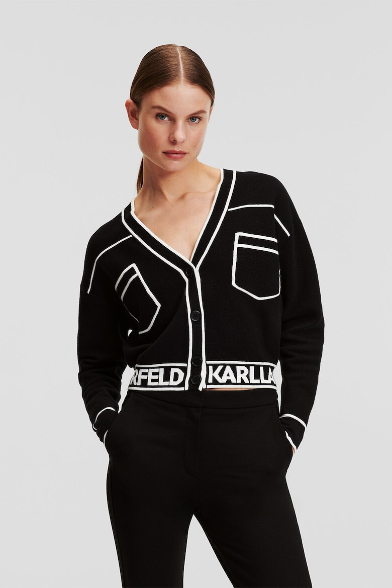 Karl Lagerfeld Cardigan crop din amestec de lana - Pled.ro