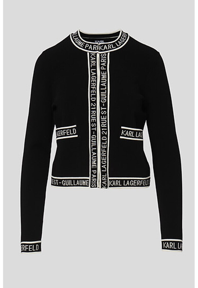 Karl Lagerfeld Cardigan cu benzi contrastante cu logo - Pled.ro