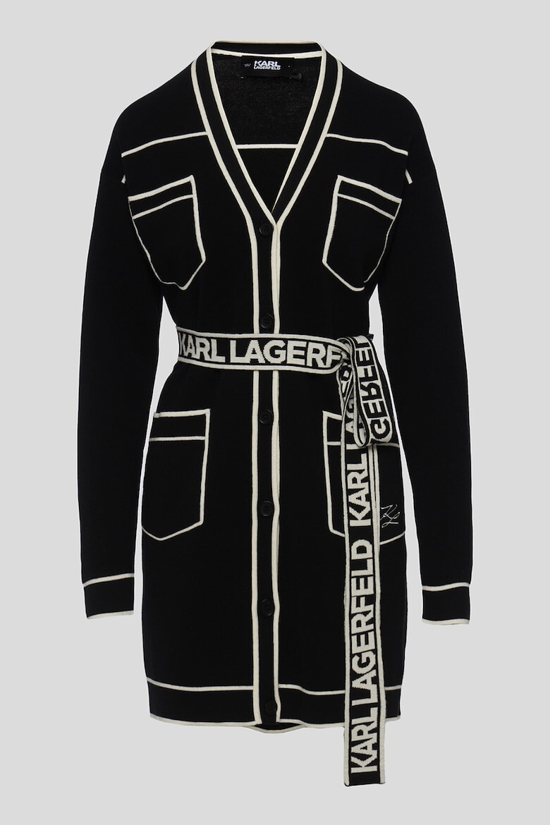 Karl Lagerfeld Cardigan lung din lana si bumbac - Pled.ro