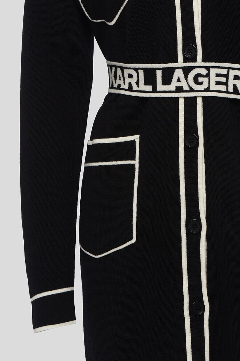 Karl Lagerfeld Cardigan lung din lana si bumbac - Pled.ro