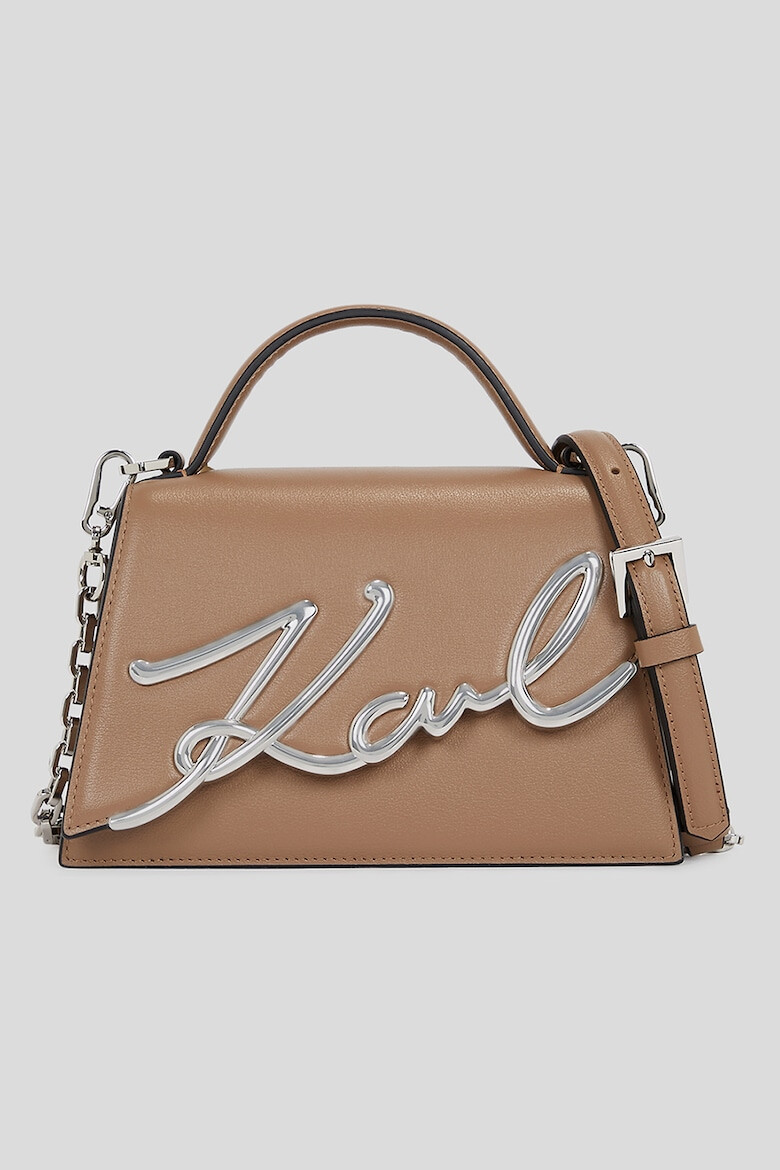 Karl Lagerfeld Geanta crossbody de piele Signature 2.0 - Pled.ro