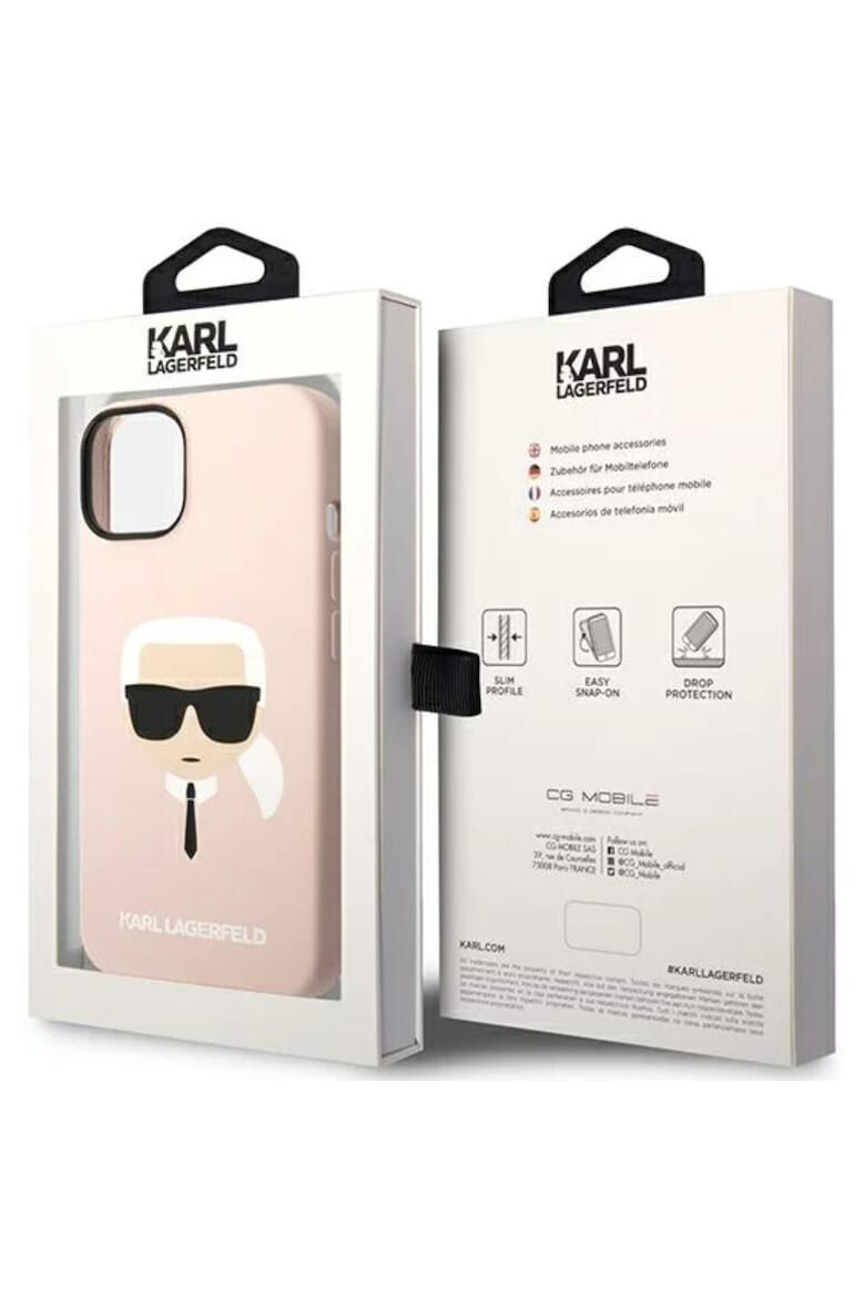 Karl Lagerfeld Husa de protectie Liquid Silicone Karl Head MagSafe Compatible pentru iPhone 14 Roz - Pled.ro