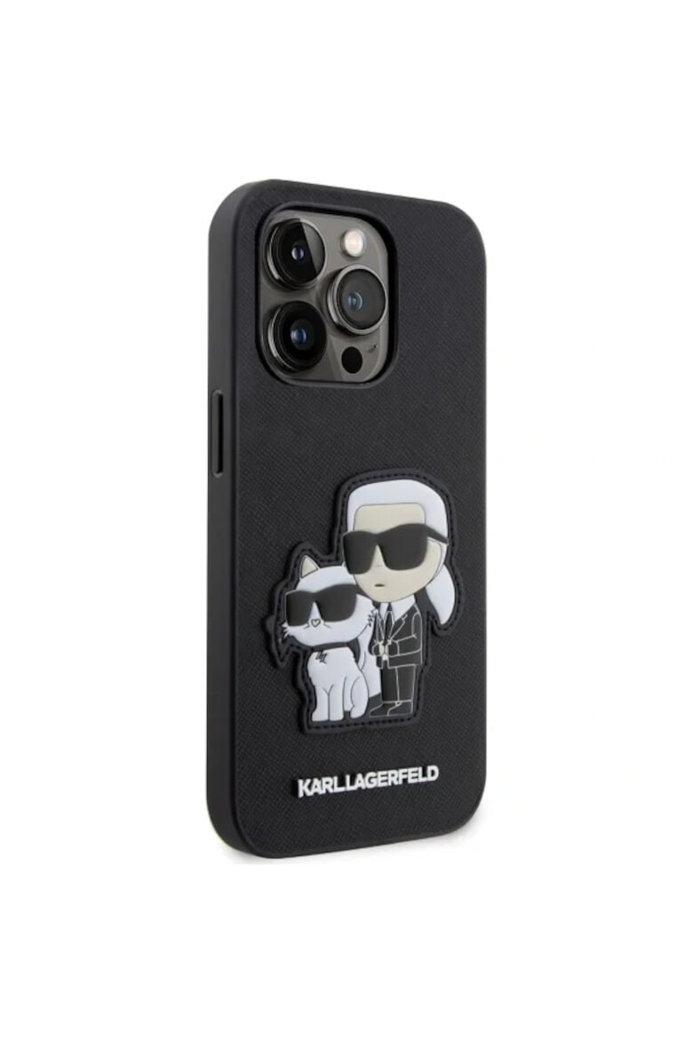 Karl Lagerfeld Husa de protectie Saffiano Karl and Choupette NFT pentru iPhone 14 Pro Negru - Pled.ro