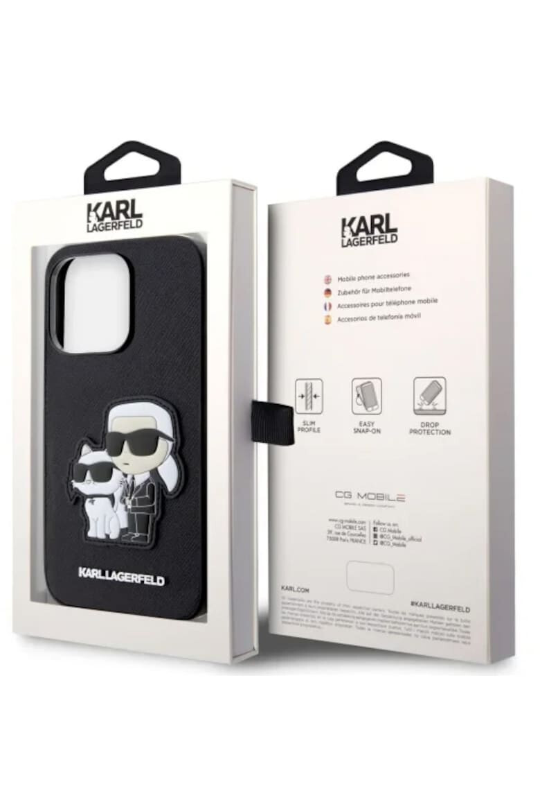 Karl Lagerfeld Husa de protectie Saffiano Karl and Choupette NFT pentru iPhone 14 Pro Negru - Pled.ro