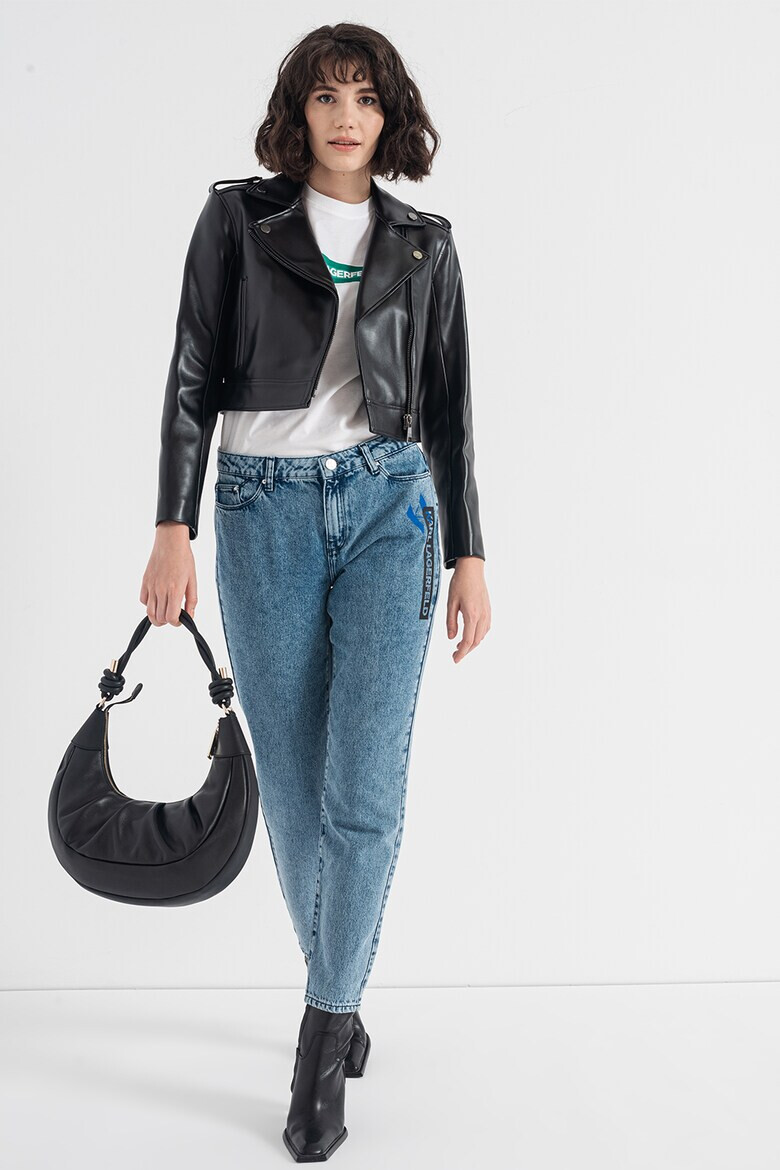 Karl Lagerfeld Jacheta biker crop din piele ecologica KL X AMBER VALLETTA - Pled.ro