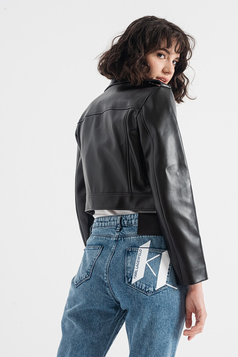 Karl Lagerfeld Jacheta biker crop din piele ecologica KL X AMBER VALLETTA - Pled.ro